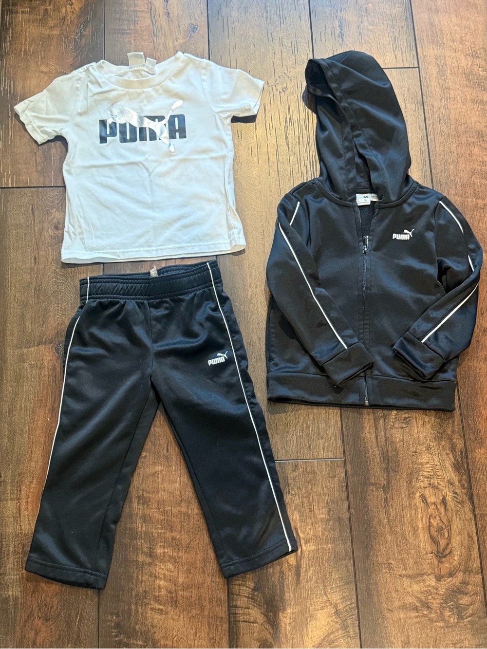 Puma Kids Black Jogger Pants with White Logo